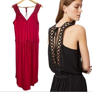 Ramy Brook Vivianne Dress with Crochet Trim in Fuschia, Size Small